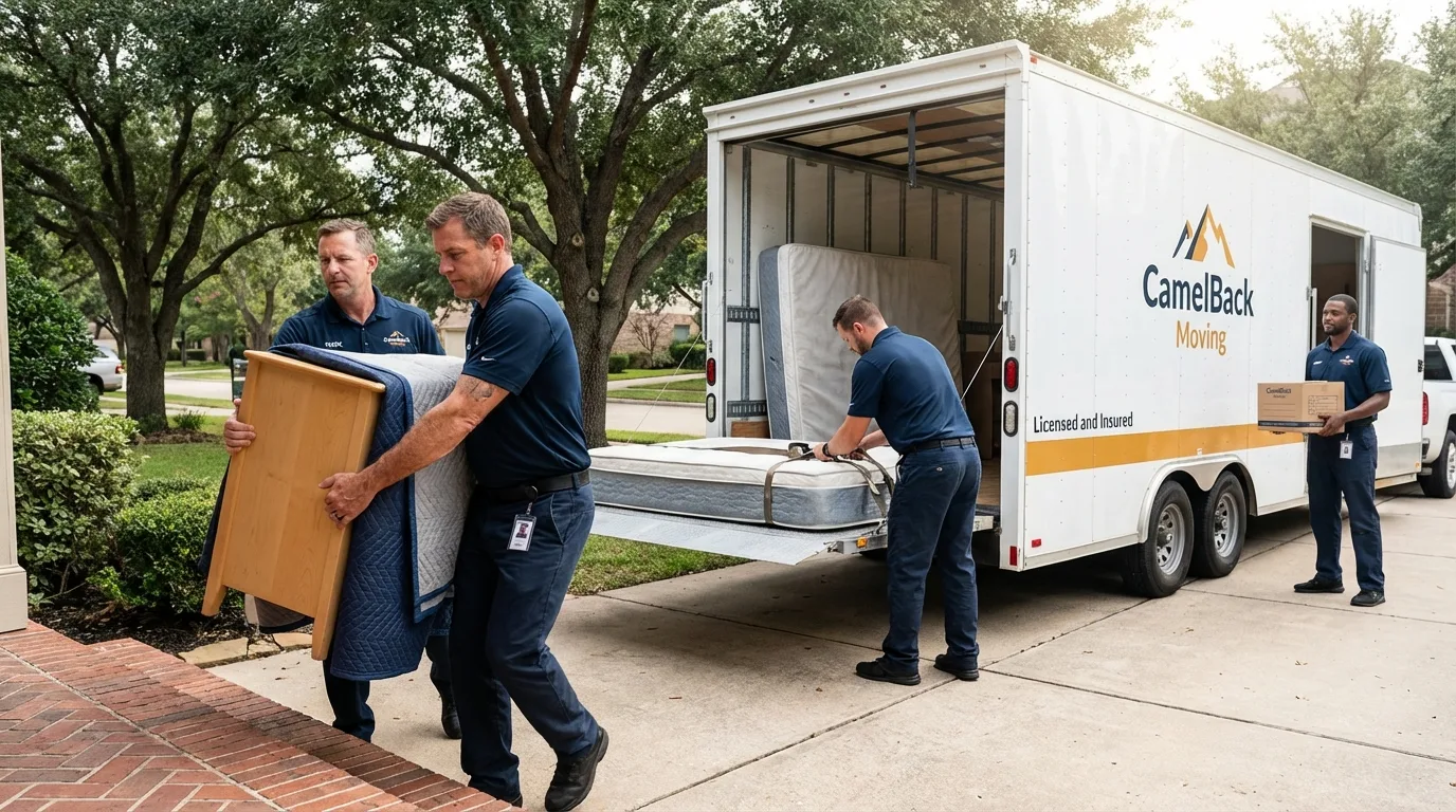 Crew loading residential truck for cross-state move from Jonesborough, TN