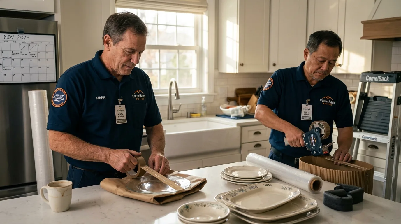 Professional crew packing kitchen dishware in Jonesborough, TN